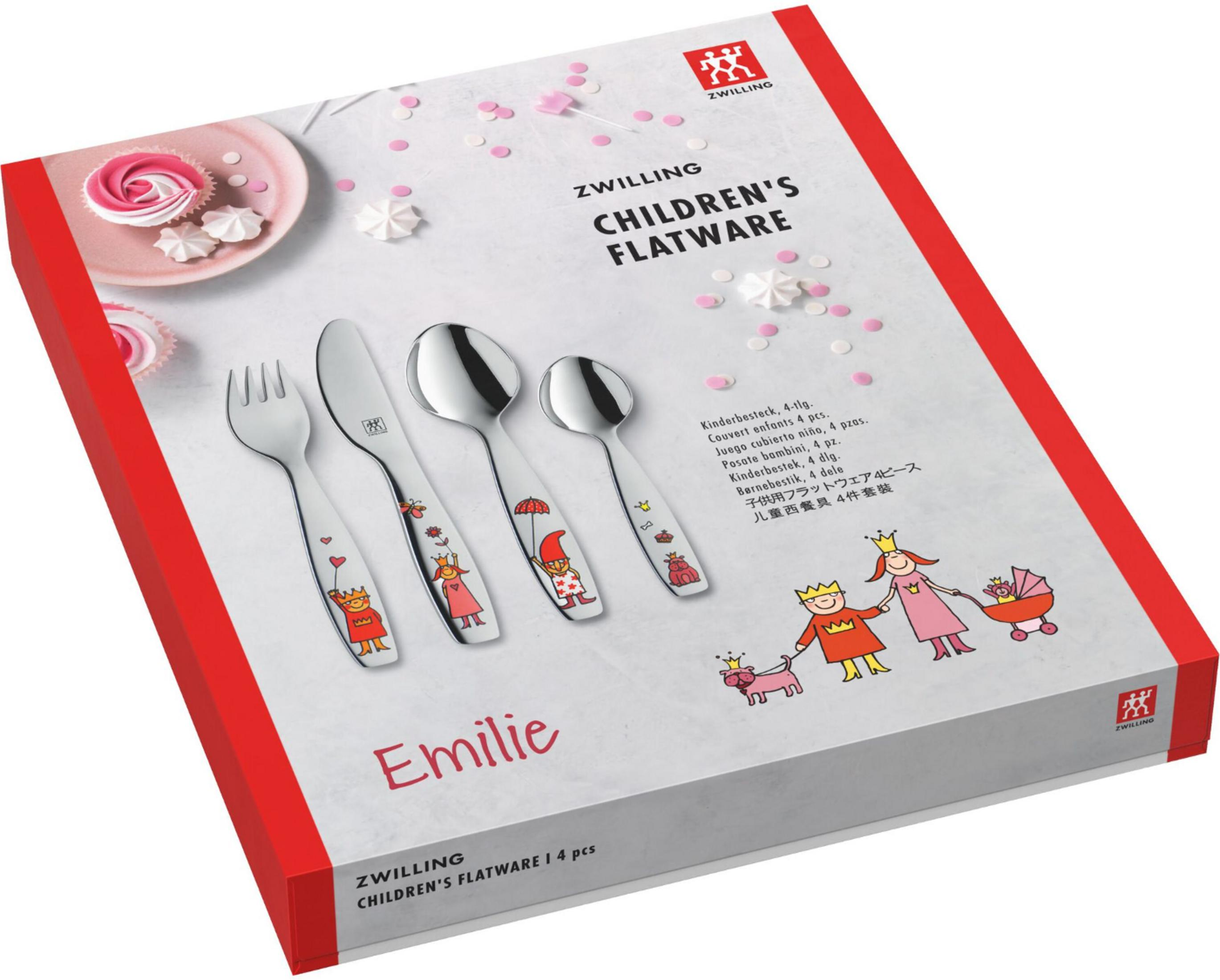 Kinderbesteckset mit Märchenfiguren und Süßigkeiten.