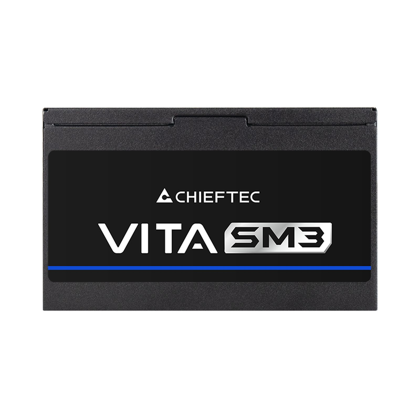 Czarny dysk SSD z białym napisem 'CHIEFTEX VITA SM3' i niebieską linią.