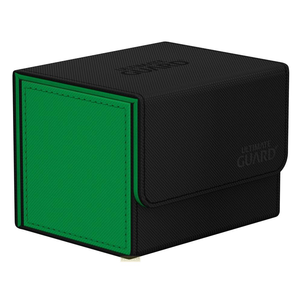 Un porta mazzi nero e verde con il logo "ULTIMATE GUARD" sul lato.