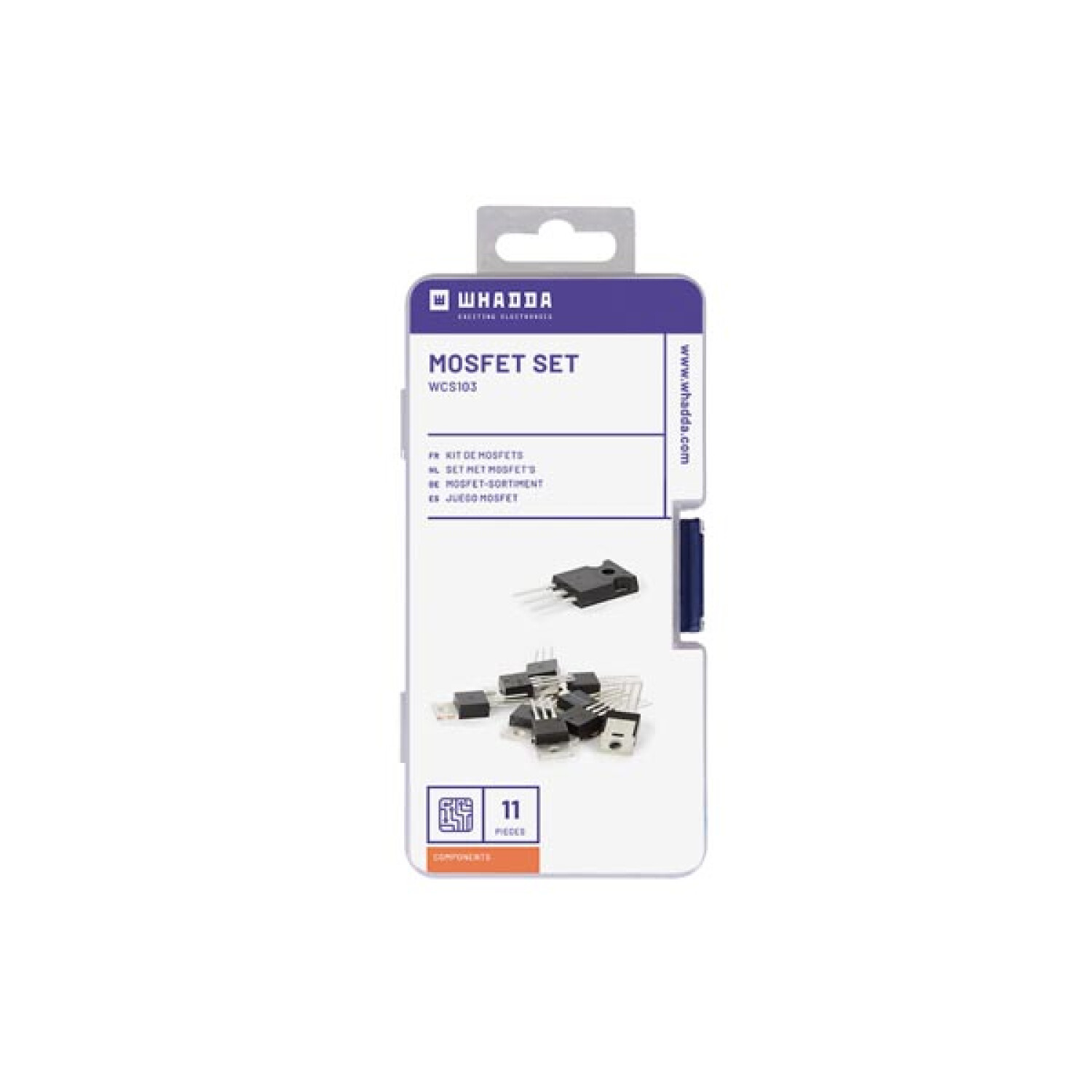 Confezione con set MOSFET, 11 pezzi, marca Whadda.
