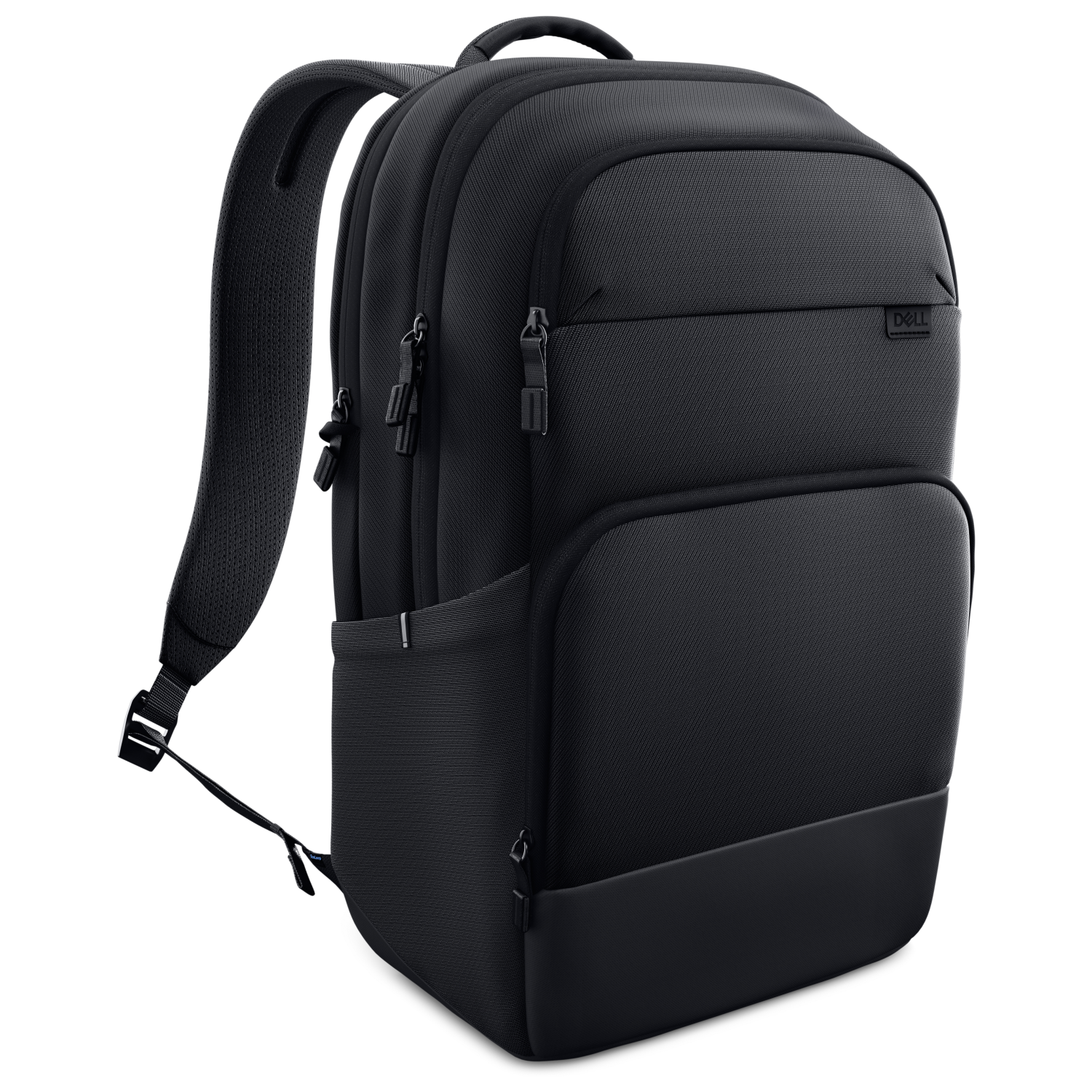 Zaino nero Dell con spallacci imbottiti e tasche con cerniera.