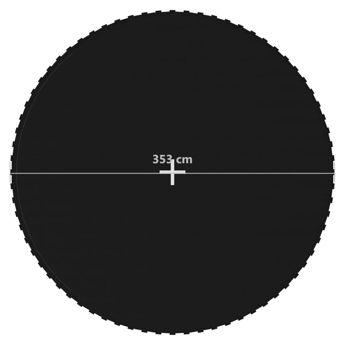 Cerchio nero con indicazione di 353 cm di diametro.