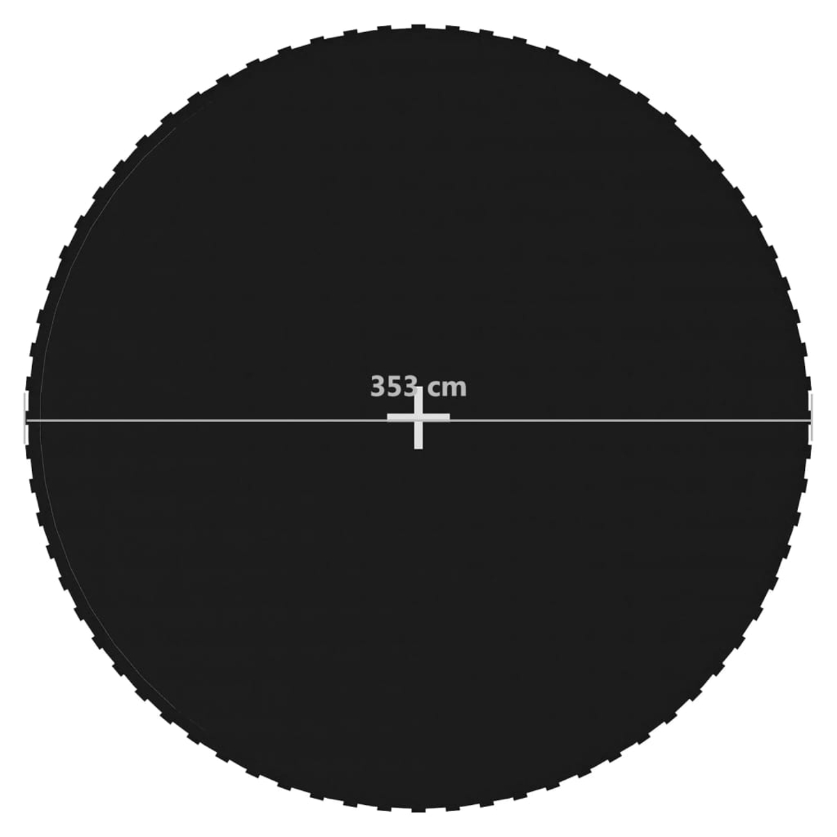 Tappeto rotondo nero con diametro 353 cm.