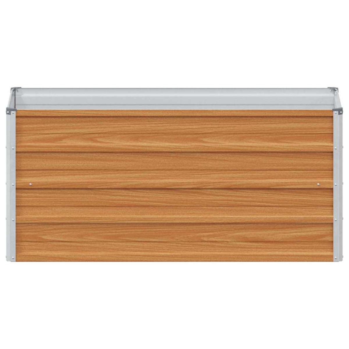 Pannello effetto legno con doghe orizzontali e finiture argentate.