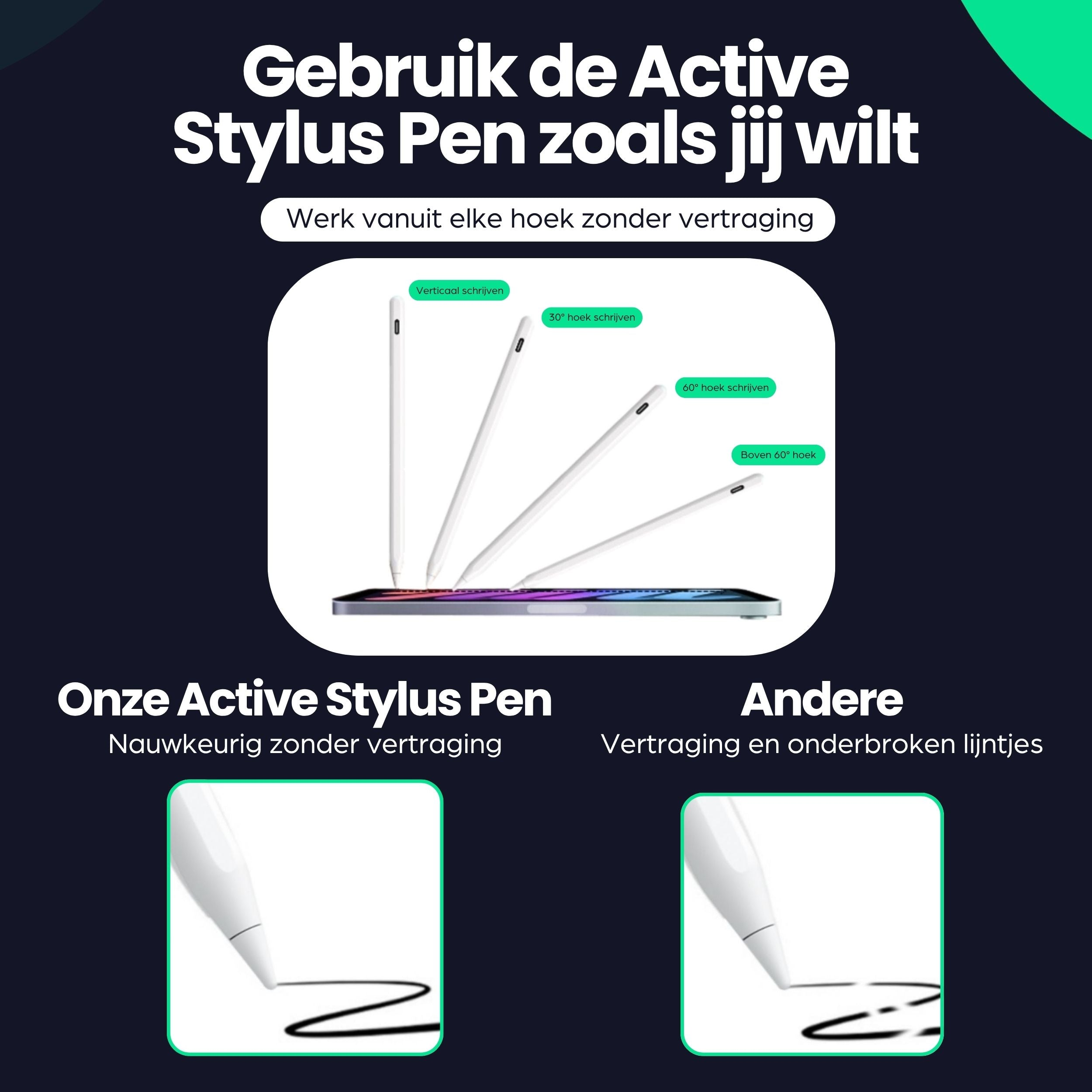Active pen on tablet, showing different angles and line quality.