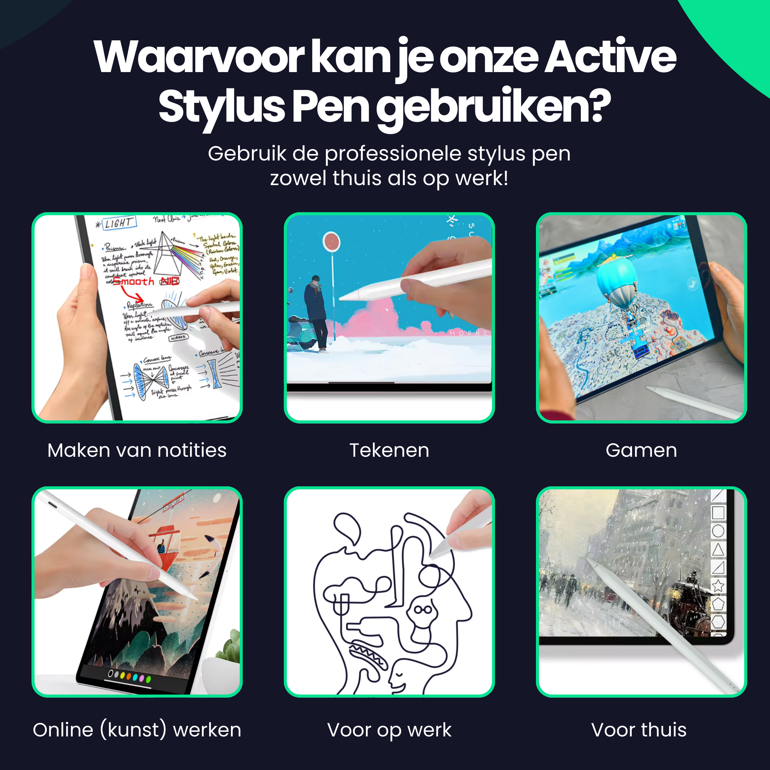 A hand holds a stylus over a tablet displaying physics notes and diagrams.