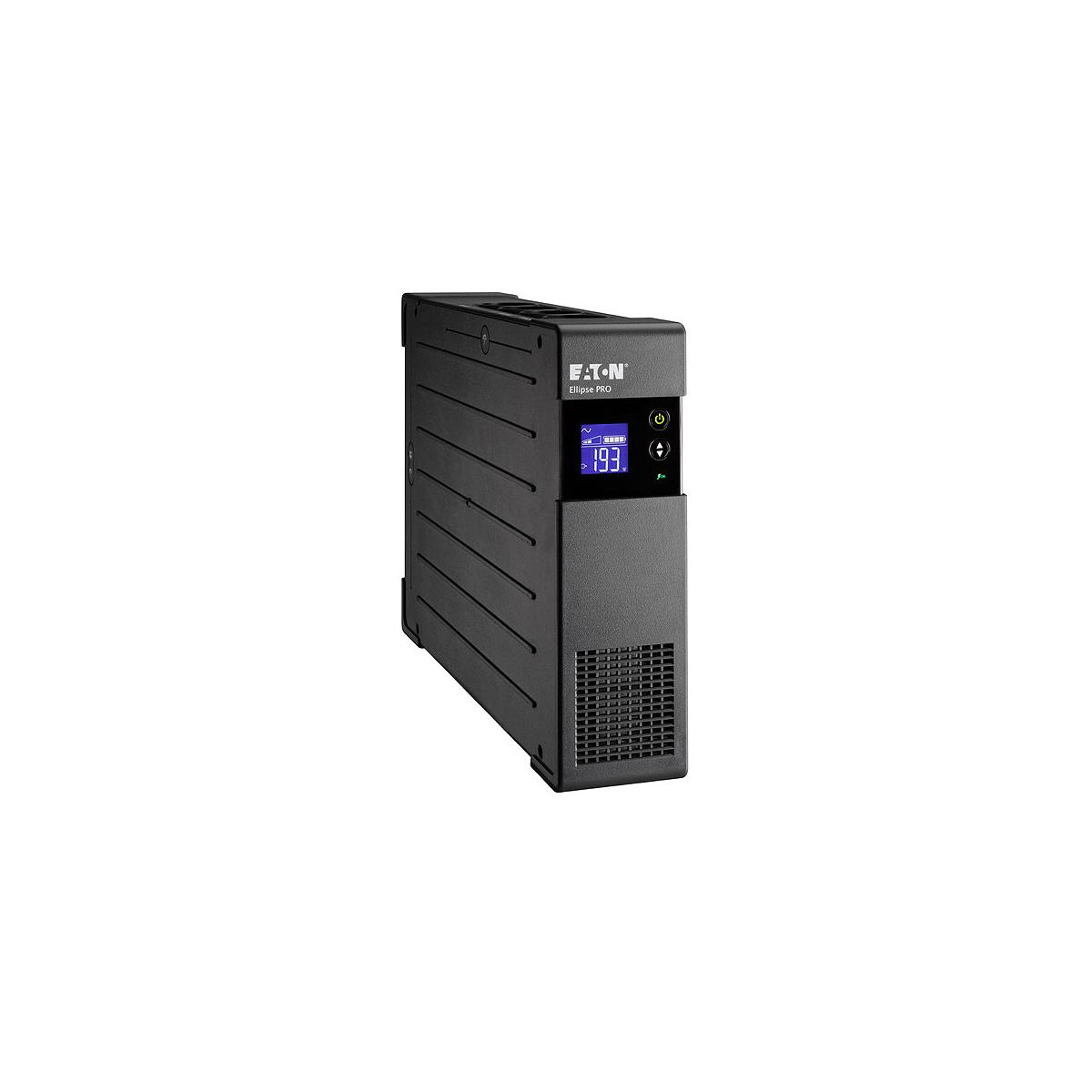 Gruppo di continuità Eaton Ellipse PRO nero con schermo LCD e fessure di ventilazione.