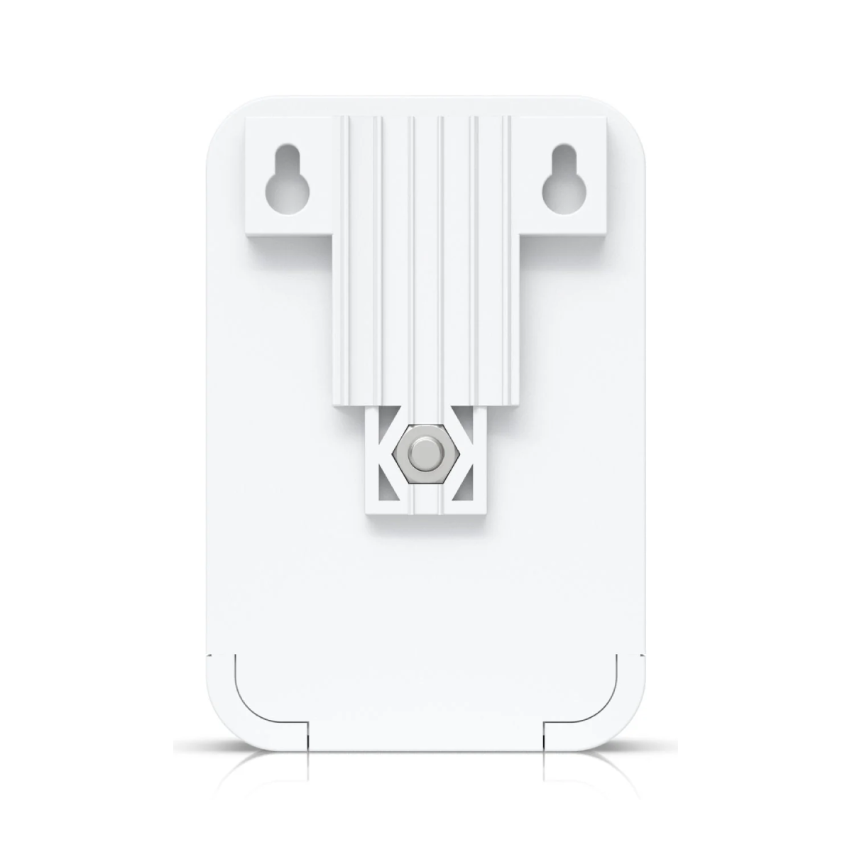 Supporto a parete bianco con vite di fissaggio e due ganci.