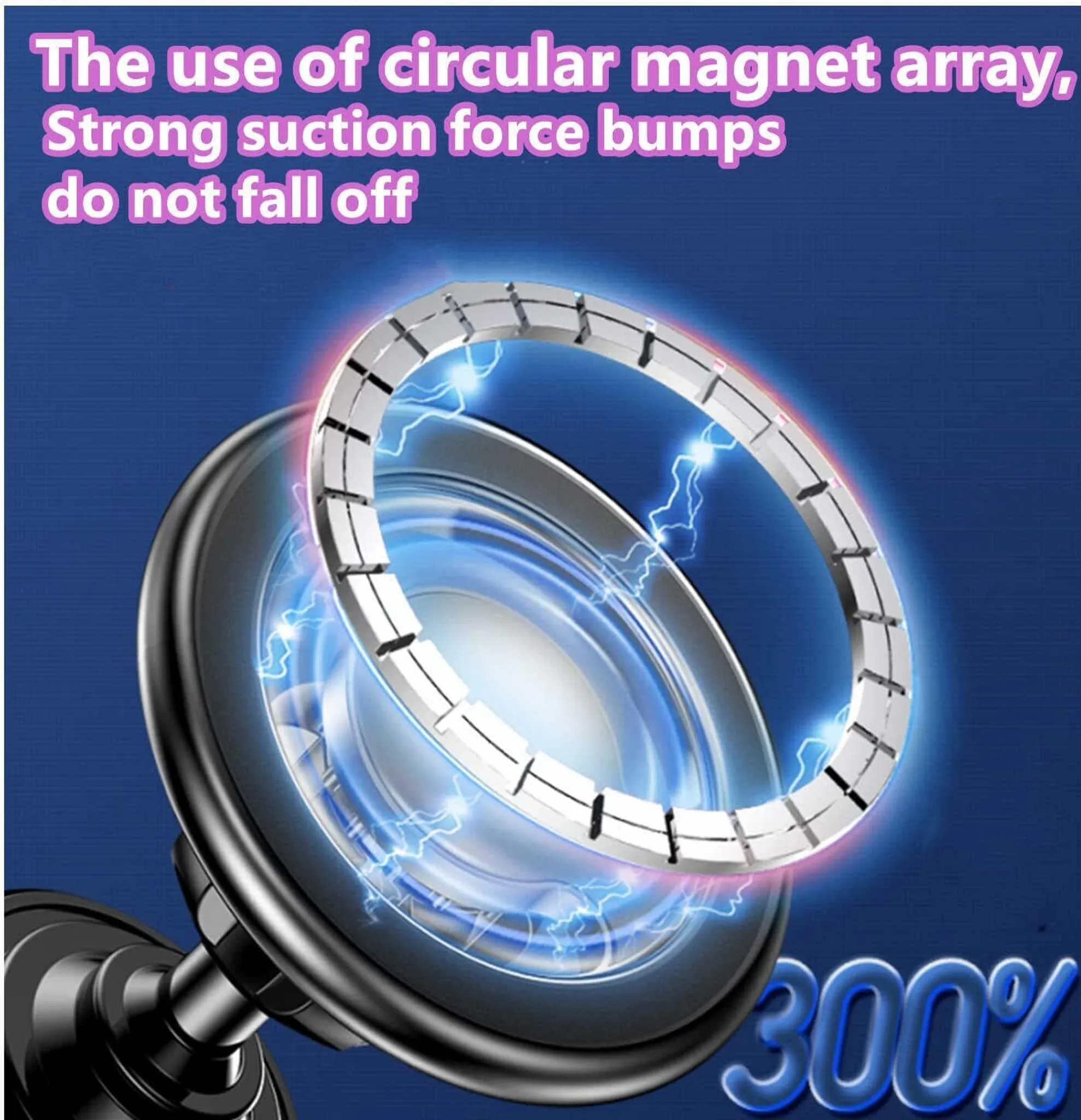 Magnetring mit blauem Leuchten und Blitz, 300%.