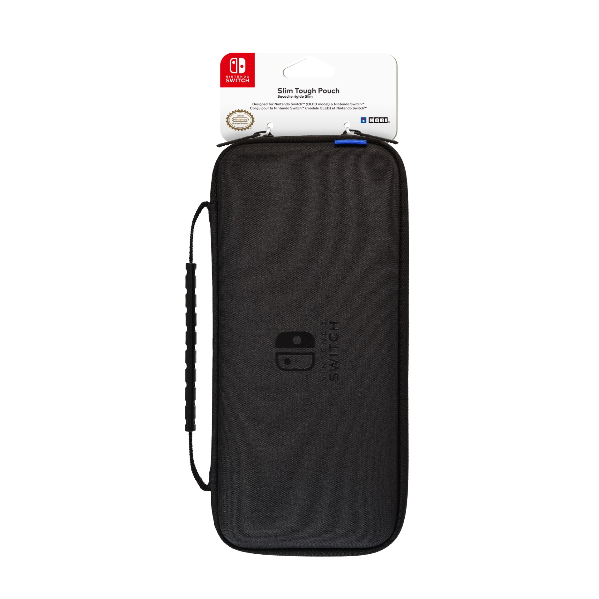 Czarna torba Nintendo Switch Slim Tough z logo Nintendo.