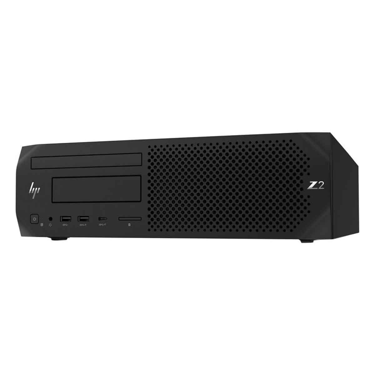 Czarna obudowa komputera stacjonarnego HP Z2 z przednimi portami USB i oznaczeniem Z2.