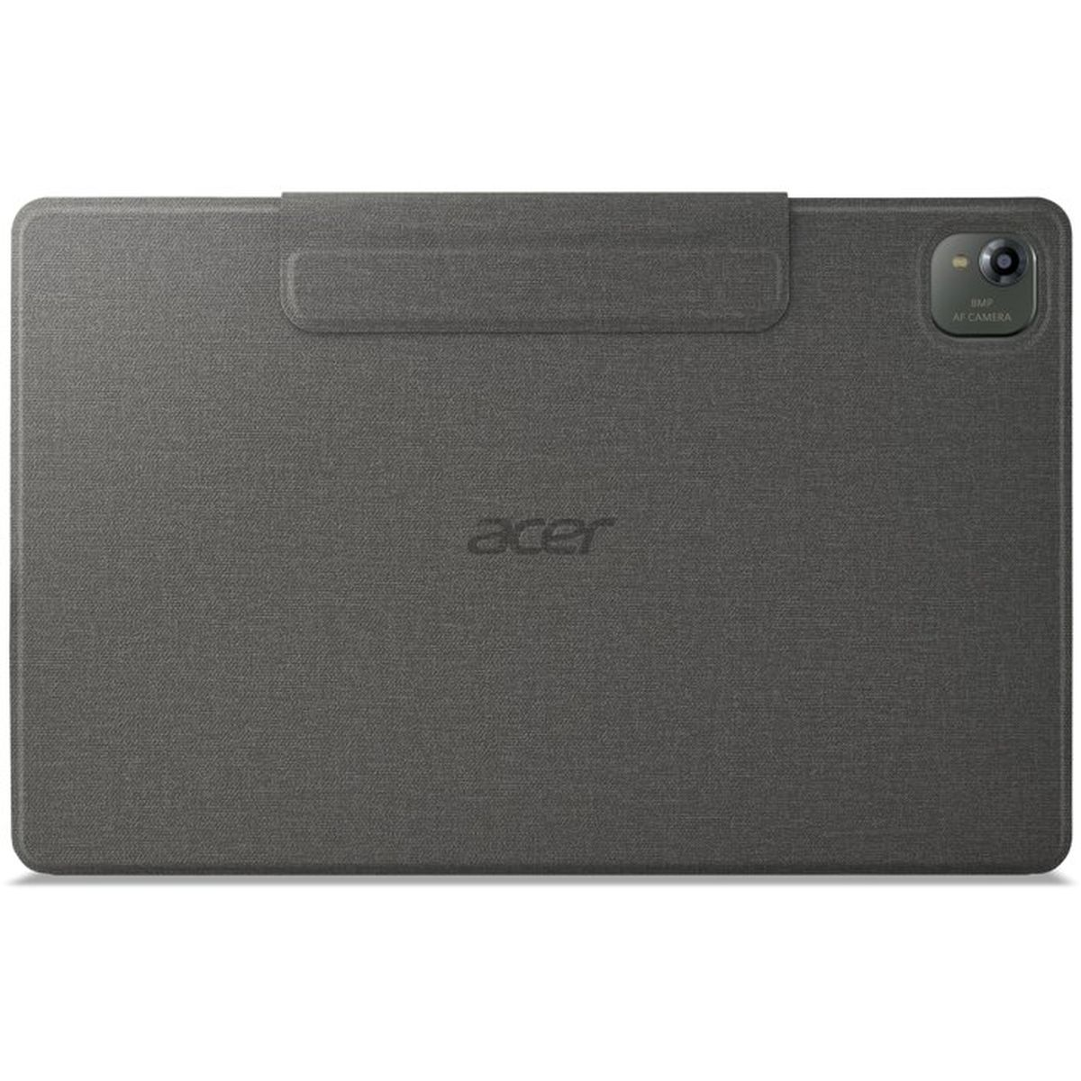 Rückseite eines grauen Acer Tablets mit Stoffhülle und Kameramodul.
