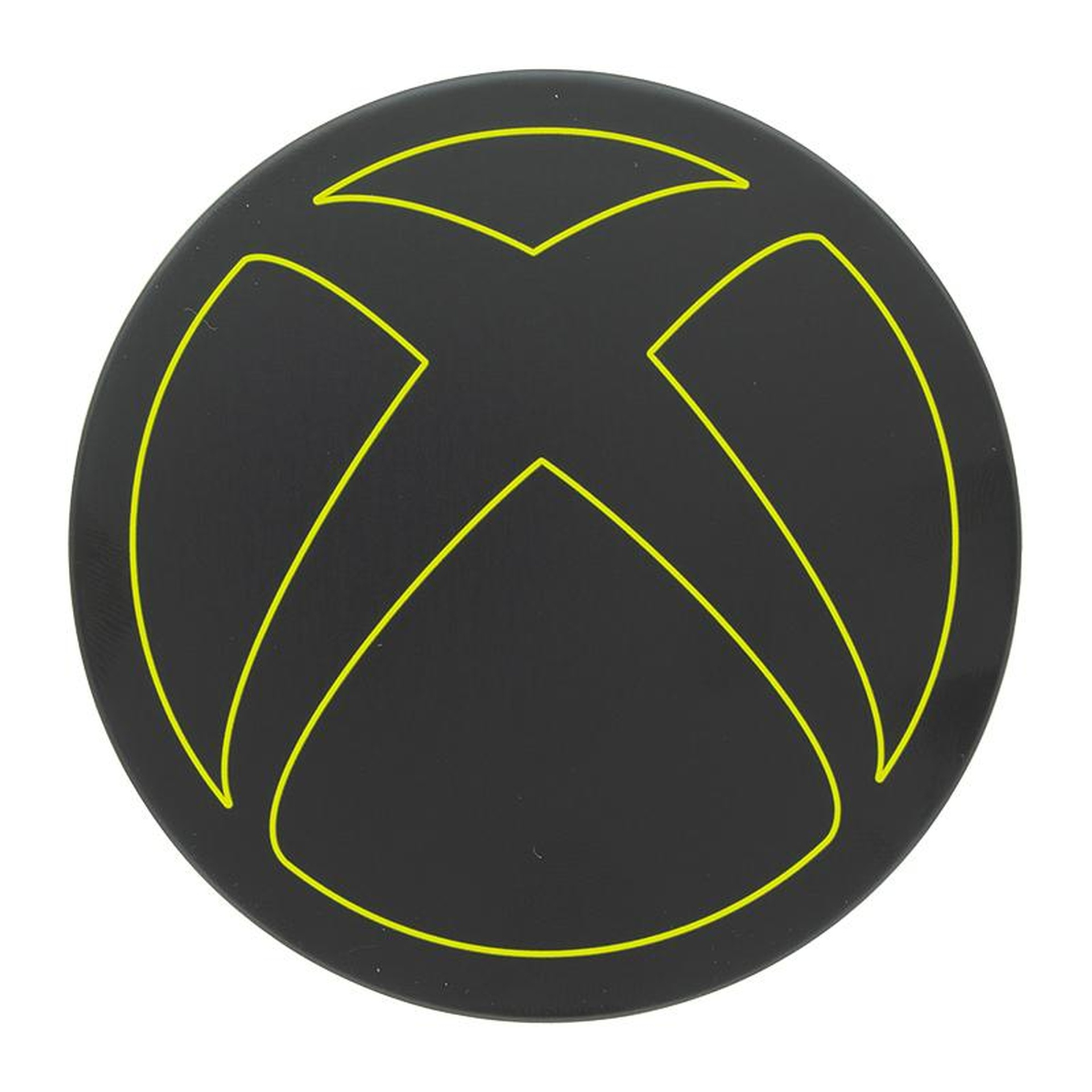 Czarny okrąg z żółtym wzorem logo Xbox.