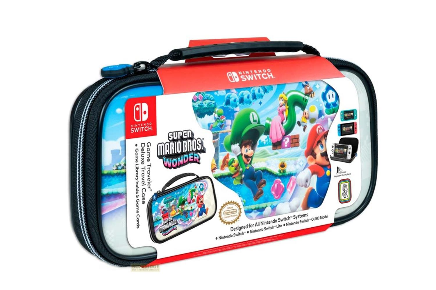 Etui podróżne Nintendo Switch z motywem Super Mario Bros. Wonder.