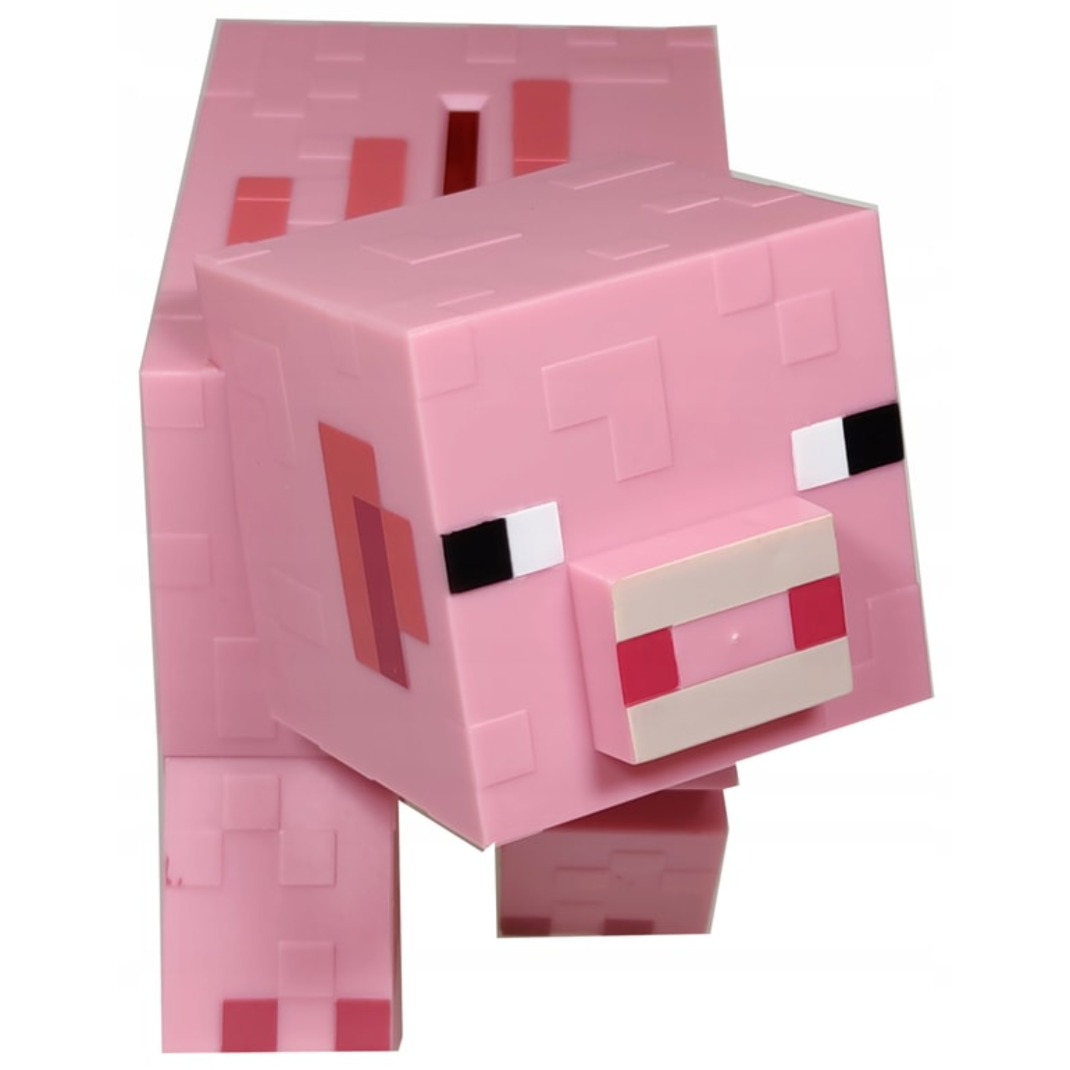 Ein rosafarbener Minecraft-Schweinspielzeug mit pixeliger Textur.