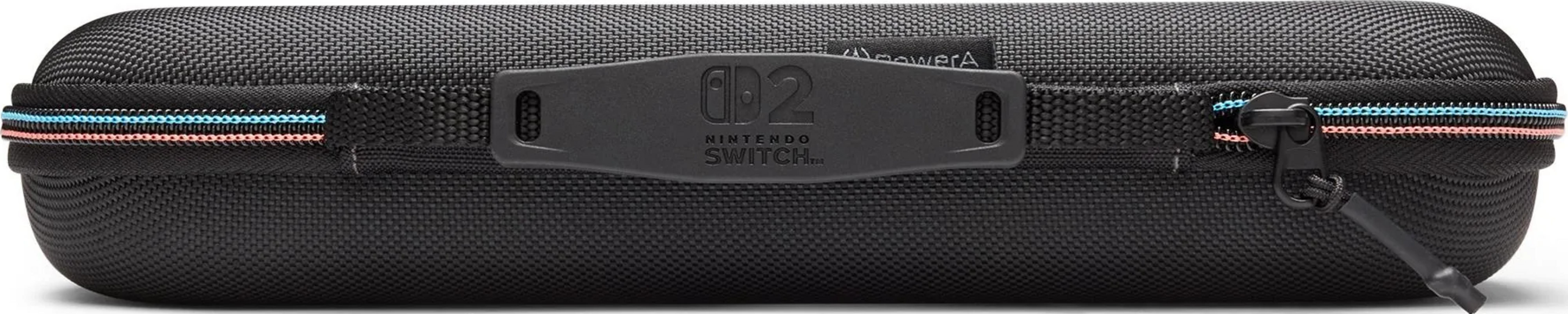 Czarna torba do przenoszenia Nintendo Switch z zamkiem i logo.