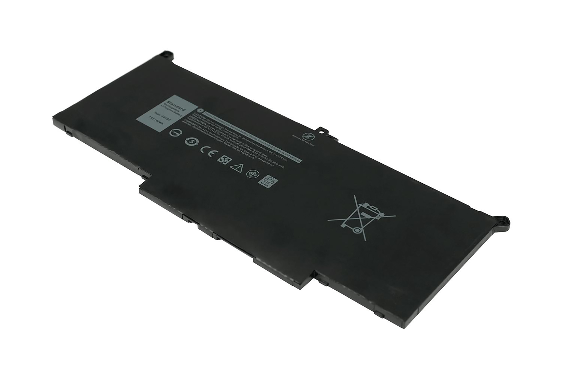 Schwarzer Laptop-Akku mit Aufschriften wie 'Standard' und 'Type F31GT'.