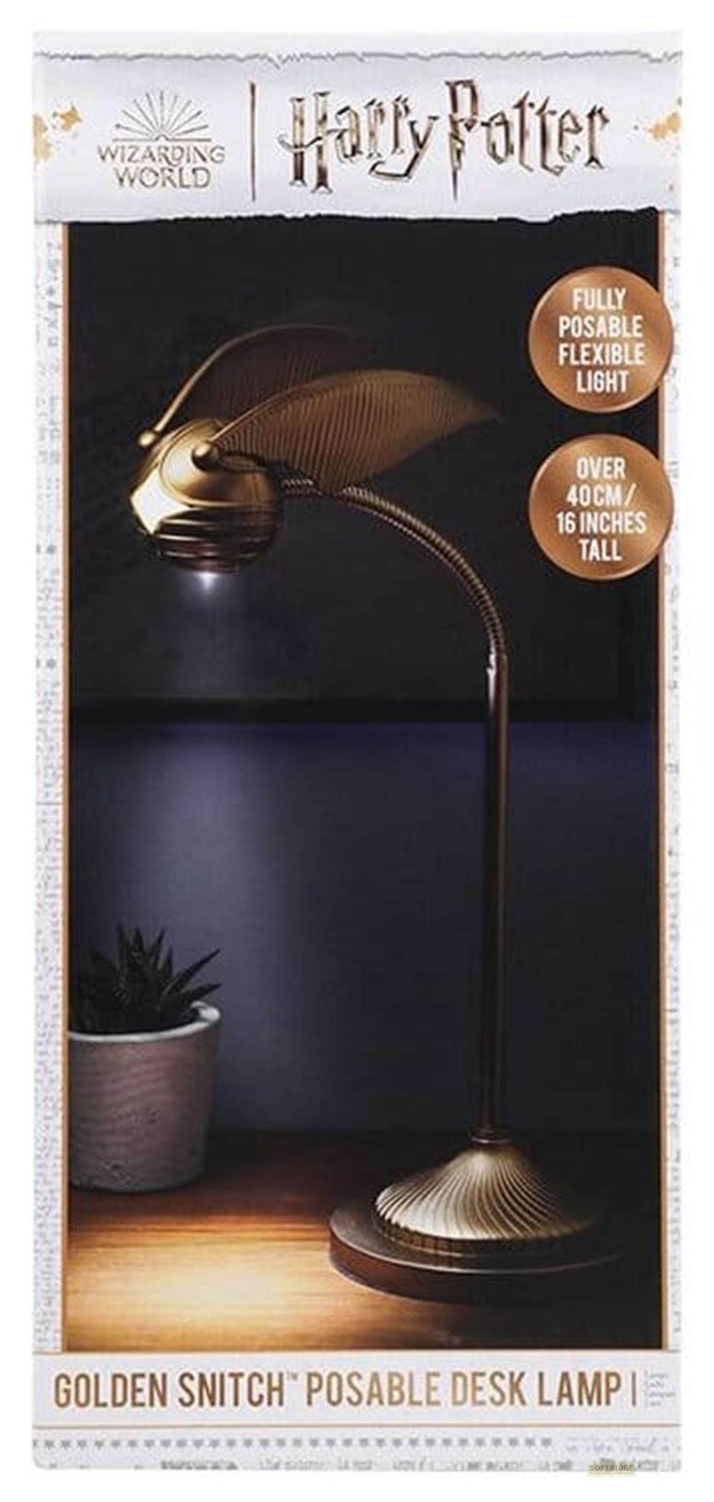 Lampka biurkowa Golden Snitch z elastycznymi skrzydłami i światłem.