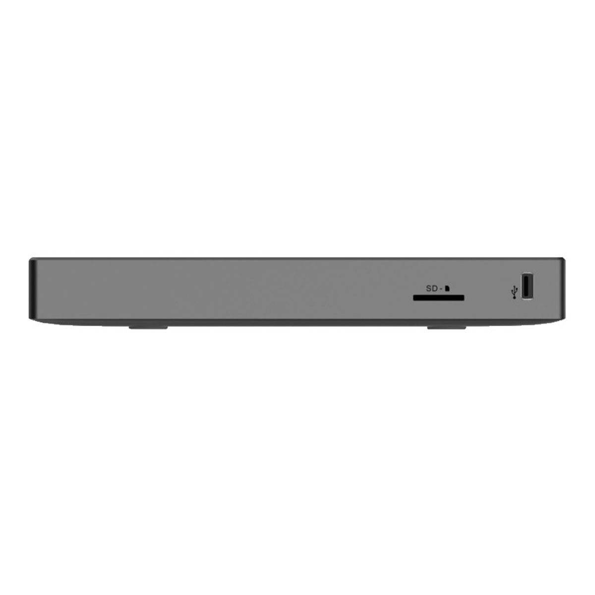 Scatola grigia con slot per schede SD e porta USB.