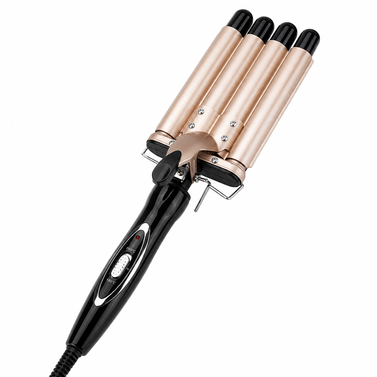 Un'onda capelli color oro con quattro cilindri e manico nero.