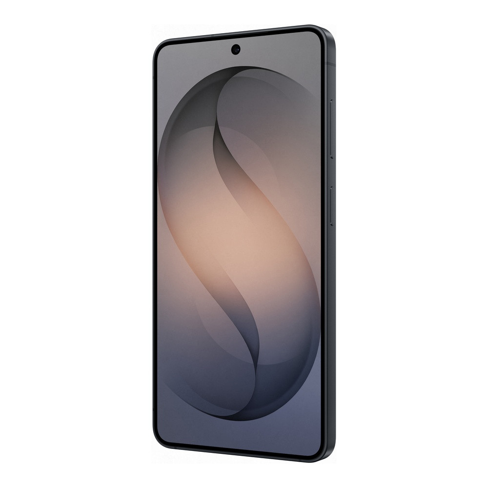 Ein dunkles Smartphone mit einem abstrakten Hintergrund auf dem Bildschirm.