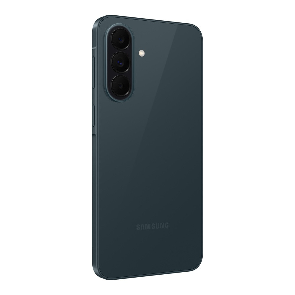 Arrière d'un smartphone Samsung vert foncé avec trois caméras et un flash.