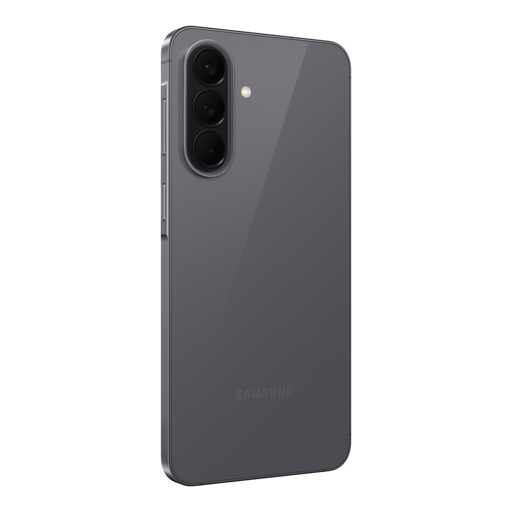 Arrière d'un smartphone Samsung gris avec trois caméras et un flash.