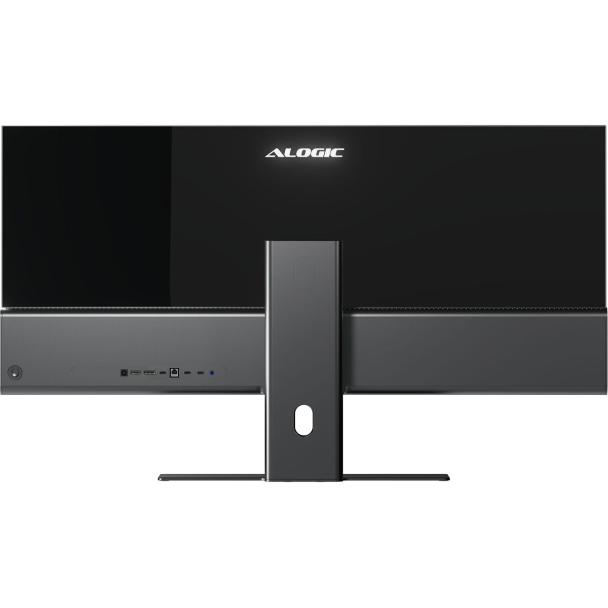 Retro di un monitor nero con logo ALOGIC e varie porte.