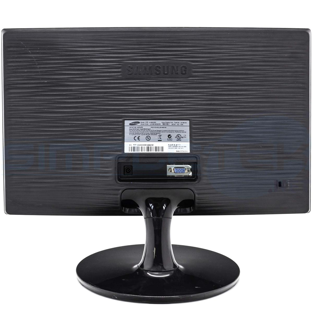Retro di un monitor Samsung nero con porte.