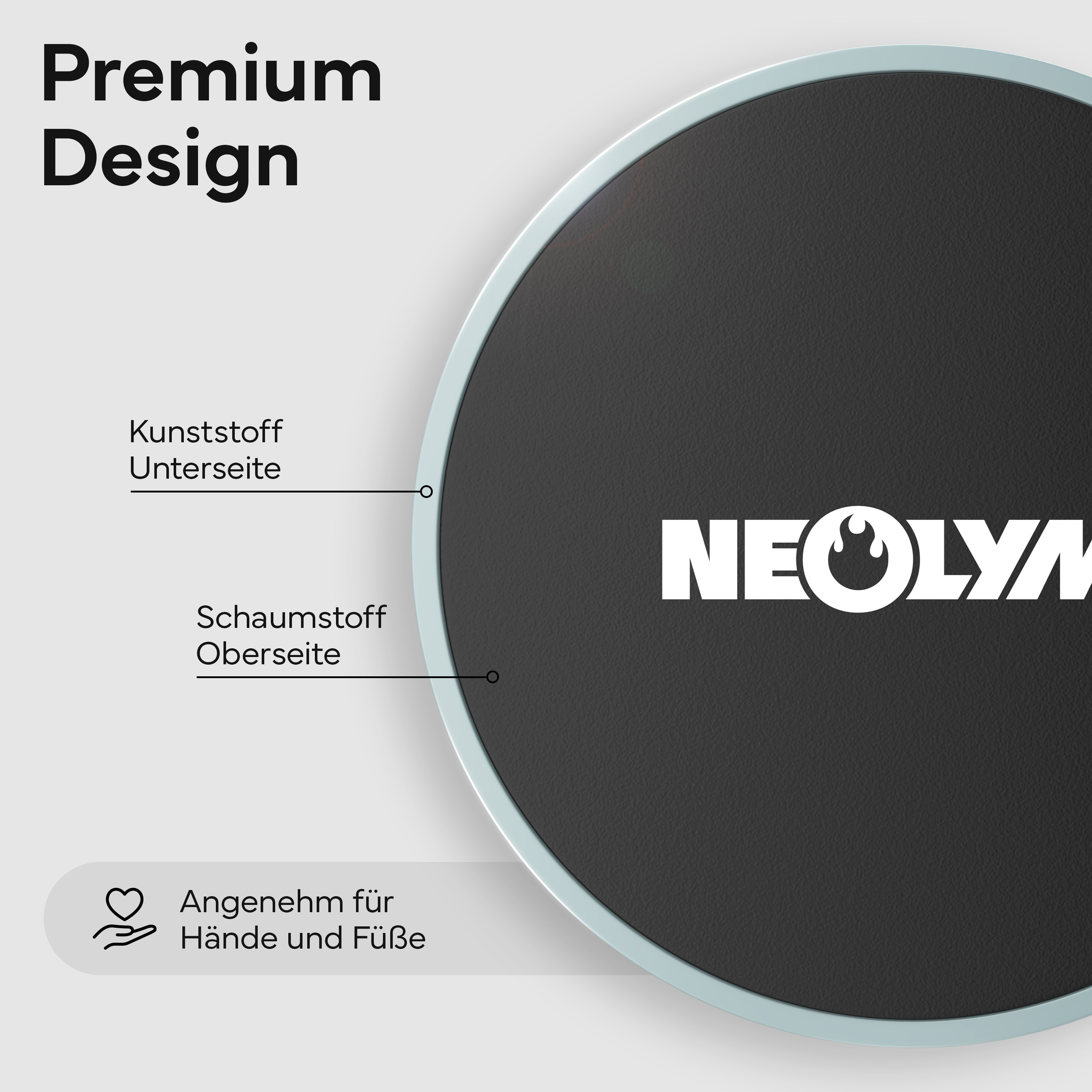 Premium Design mit Neolyn-Logo, Kunststoff- und Schaumstoffoberseite.