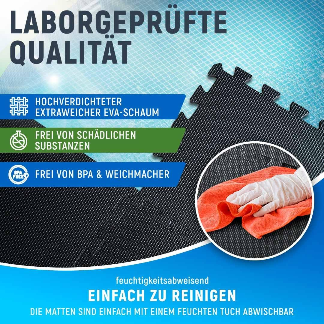 Laborgeprüfte, extradichte EVA-Schaummatte, frei von Schadstoffen.