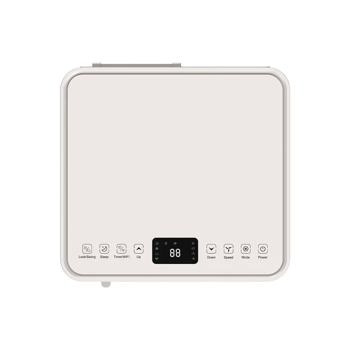 Dispositivo rettangolare bianco con controlli touch e display digitale che mostra 88.