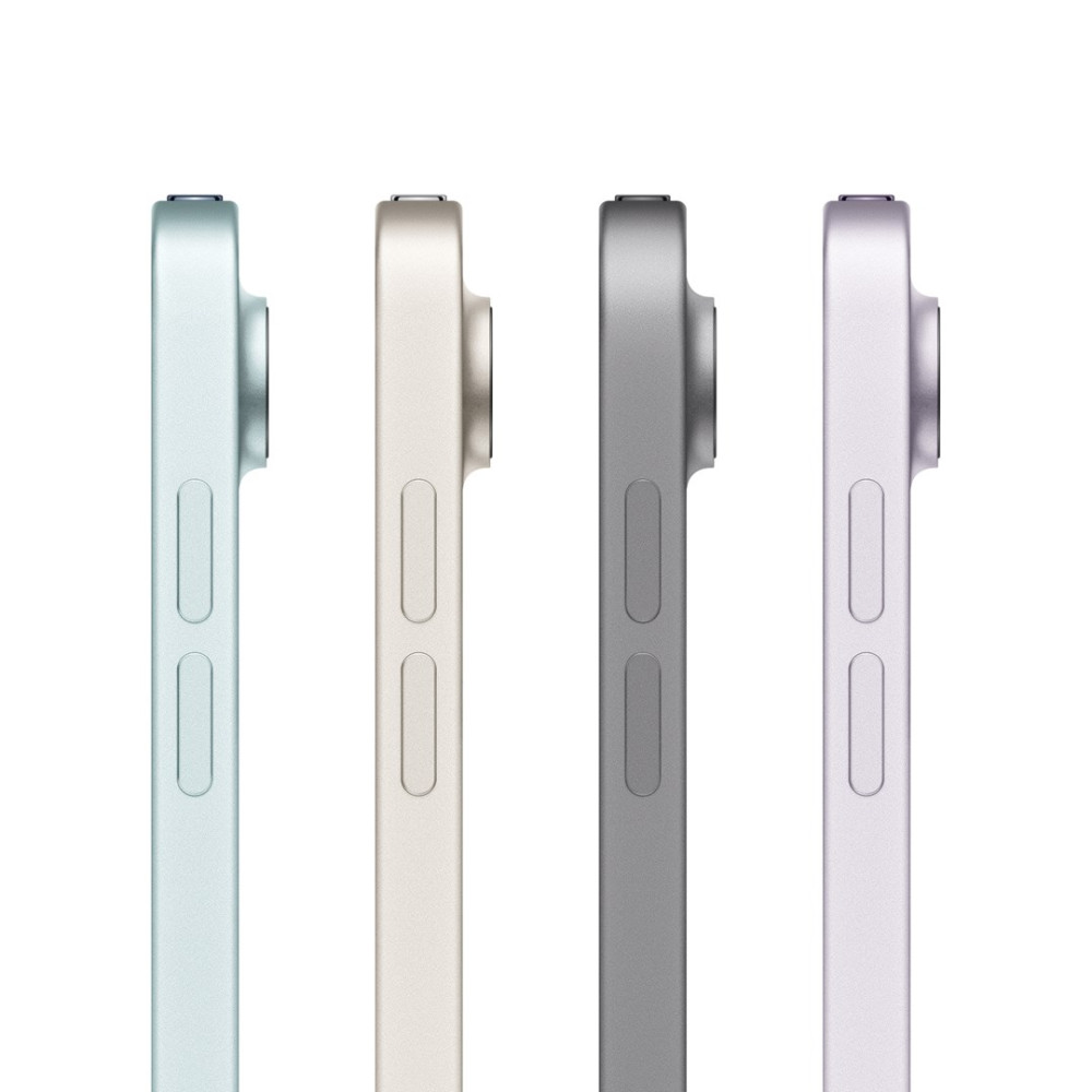 Quattro tablet verde acqua, oro, grigio e viola affiancati su sfondo bianco.