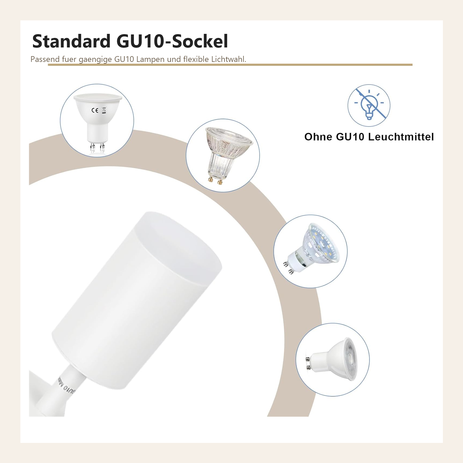 Una presa GU10 con varie lampadine GU10.