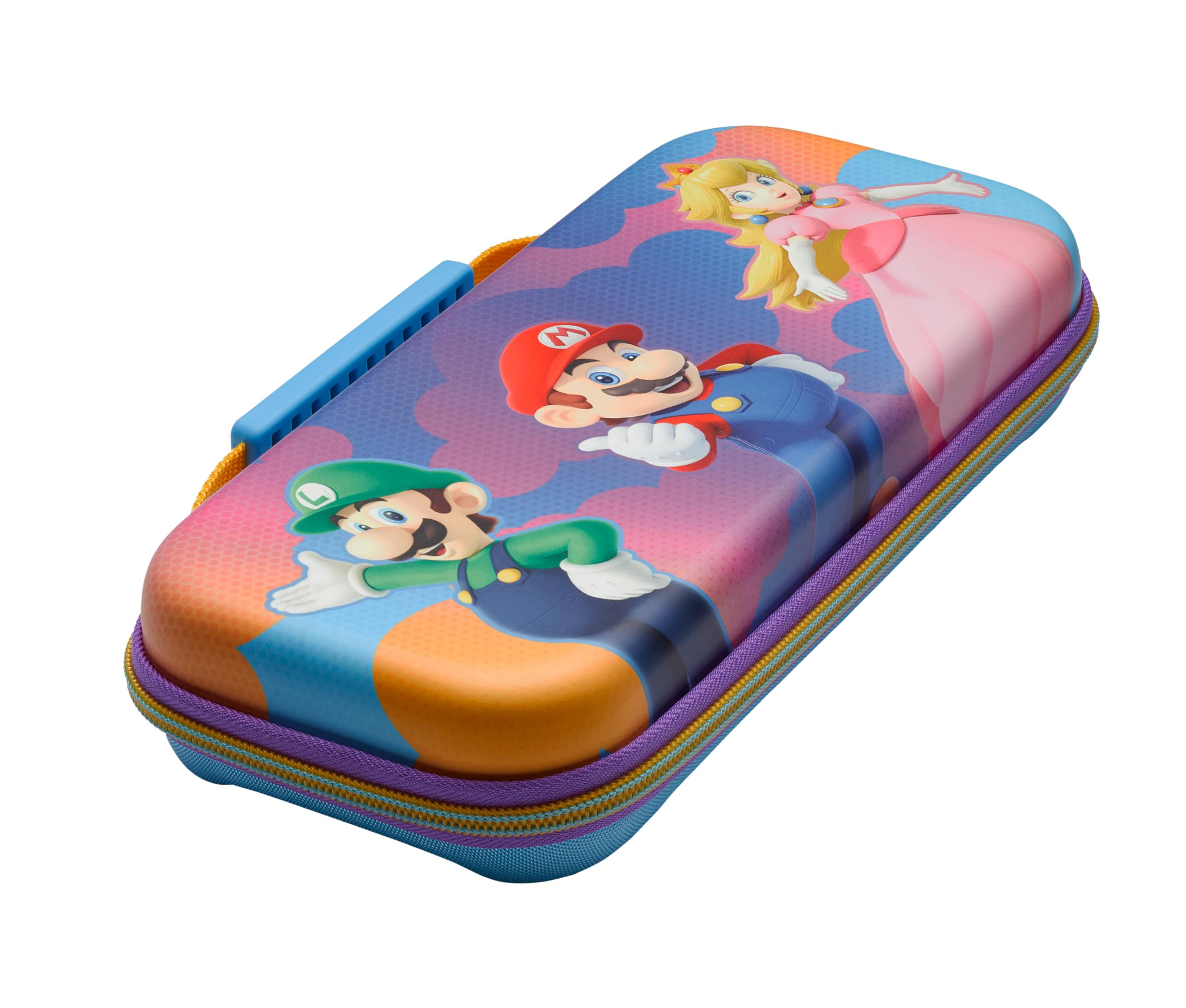 Etui na Nintendo Switch z Mario, Luigim i Księżniczką Peach.