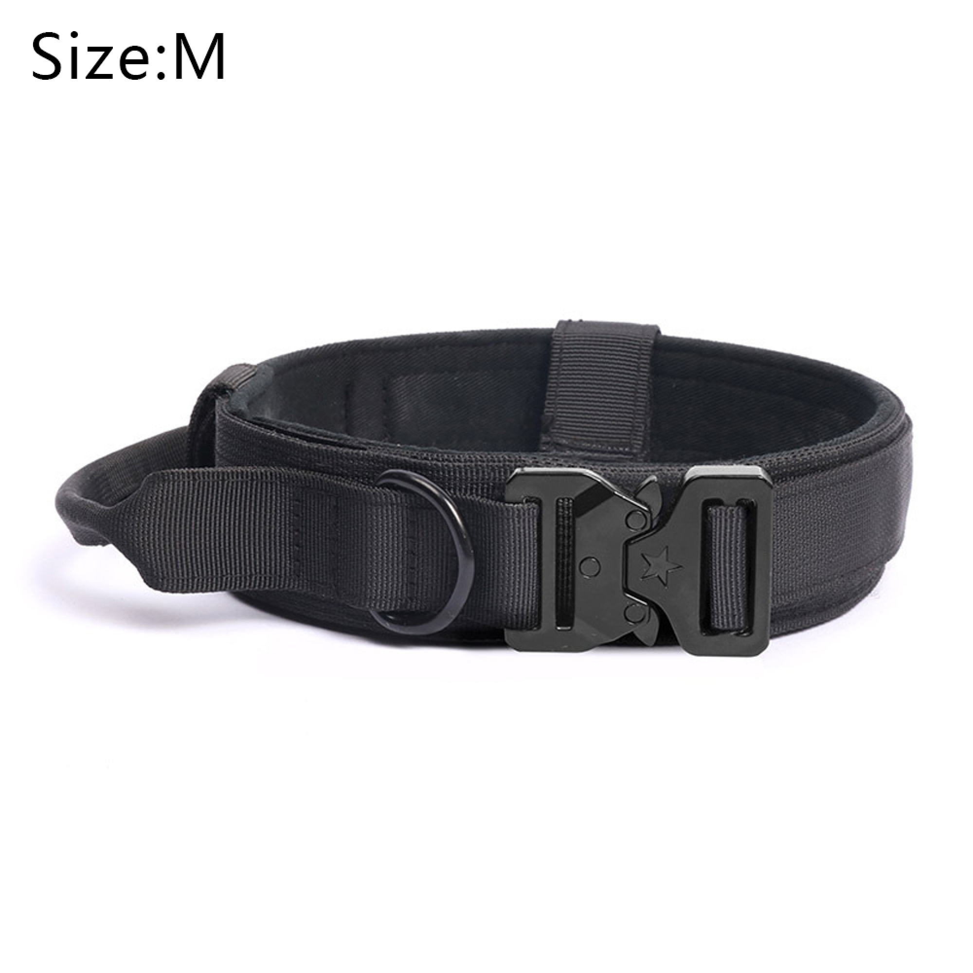 Schwarzer Hundehalsband mit Metallverschluss und D-Ring, Größe M.