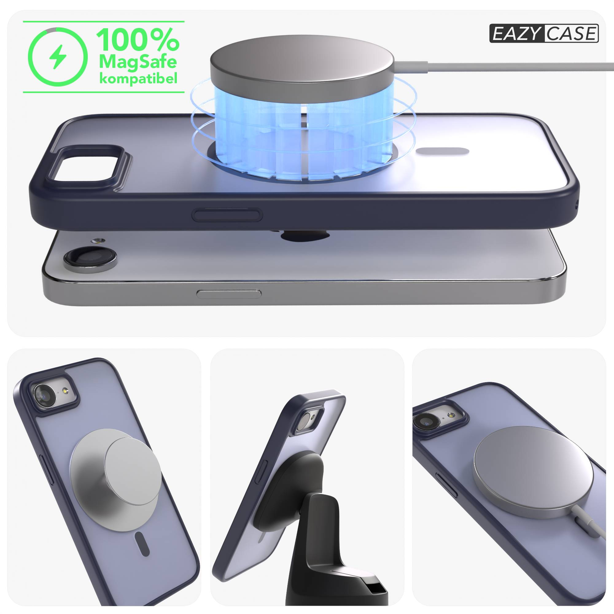 Ein Smartphone mit MagSafe-Ladegerät und einer Hülle, die MagSafe-kompatibel ist.
