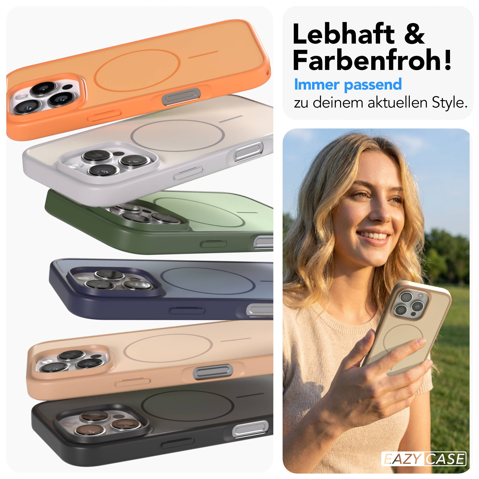 Mehrere iPhone-Hüllen in verschiedenen Farben.