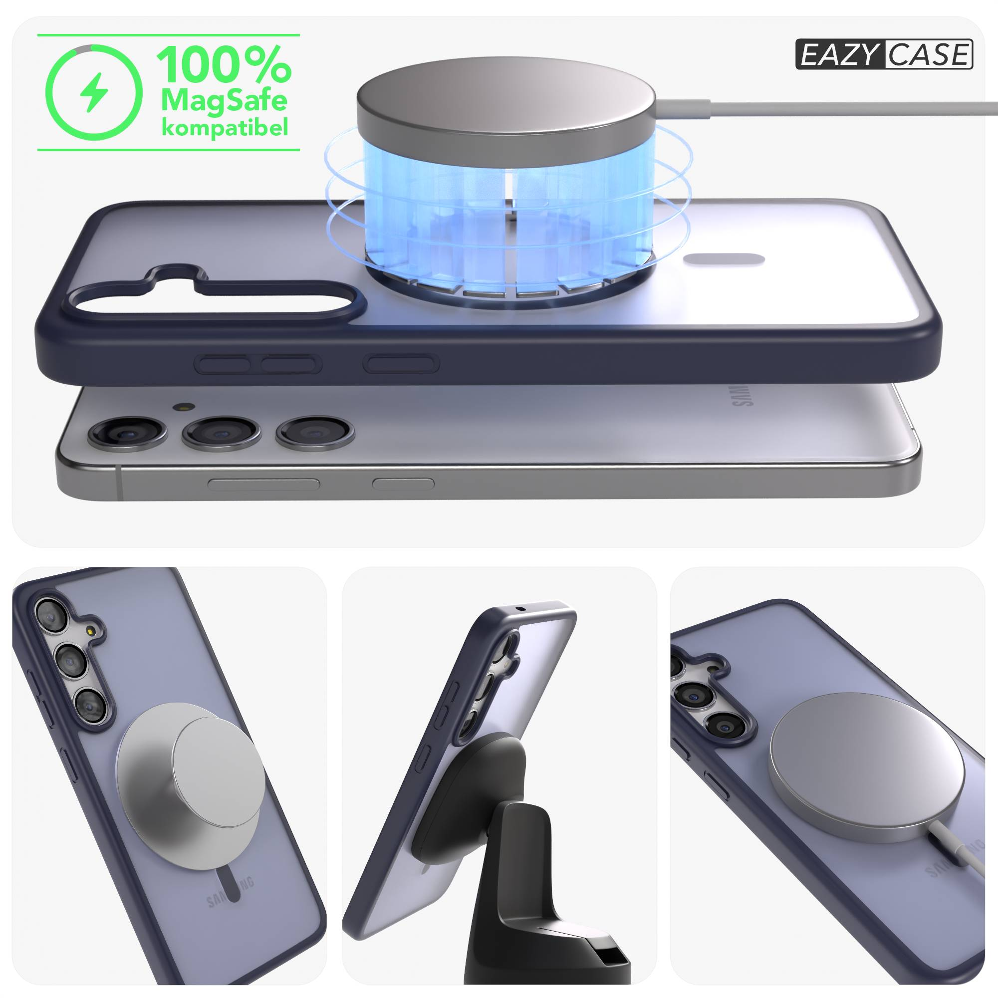 Ein Handy mit MagSafe-Hülle wird kabellos geladen.