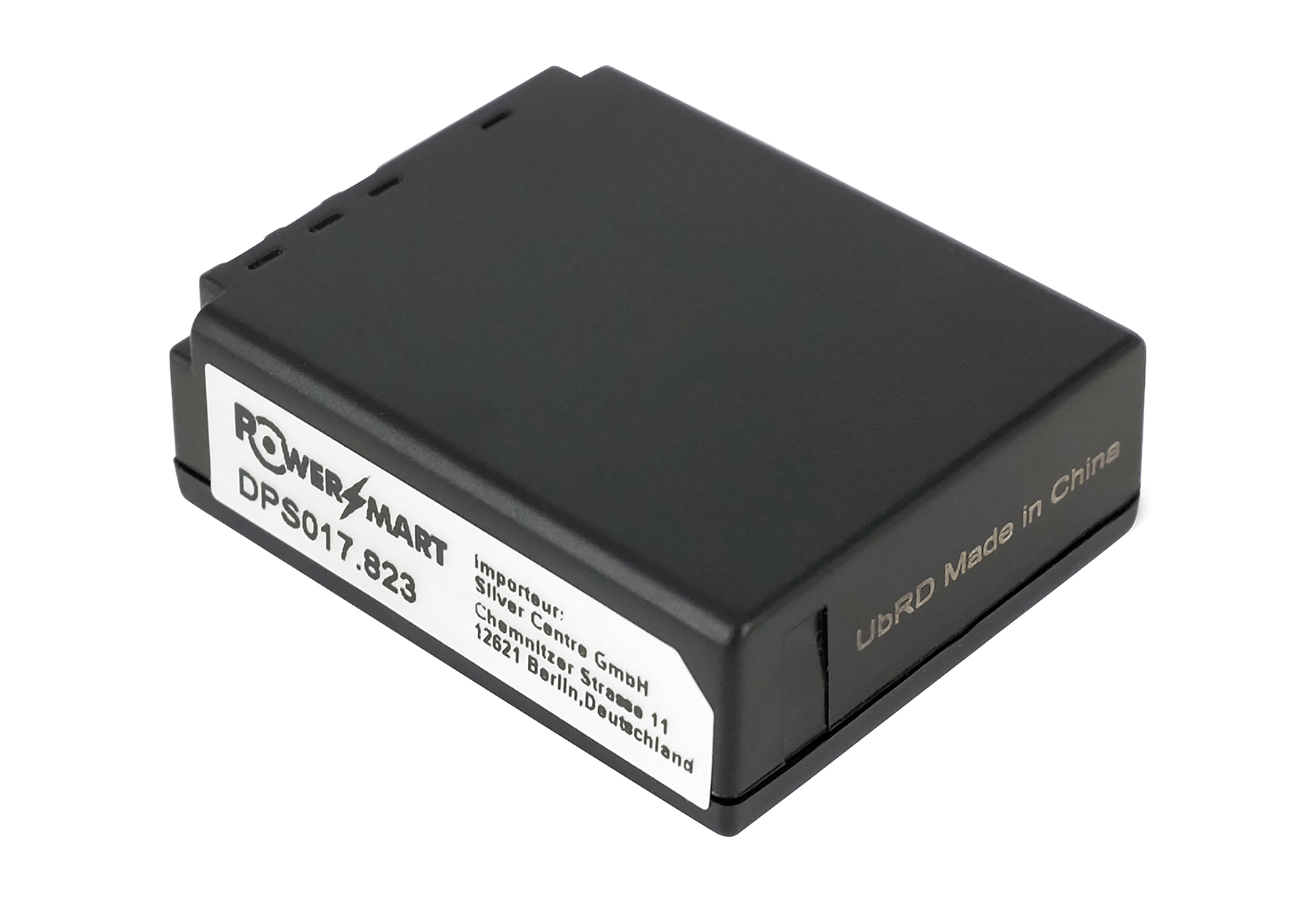 Schwarzes Power Smart Gerät mit Label DPS017.823 und Made in China Aufdruck.