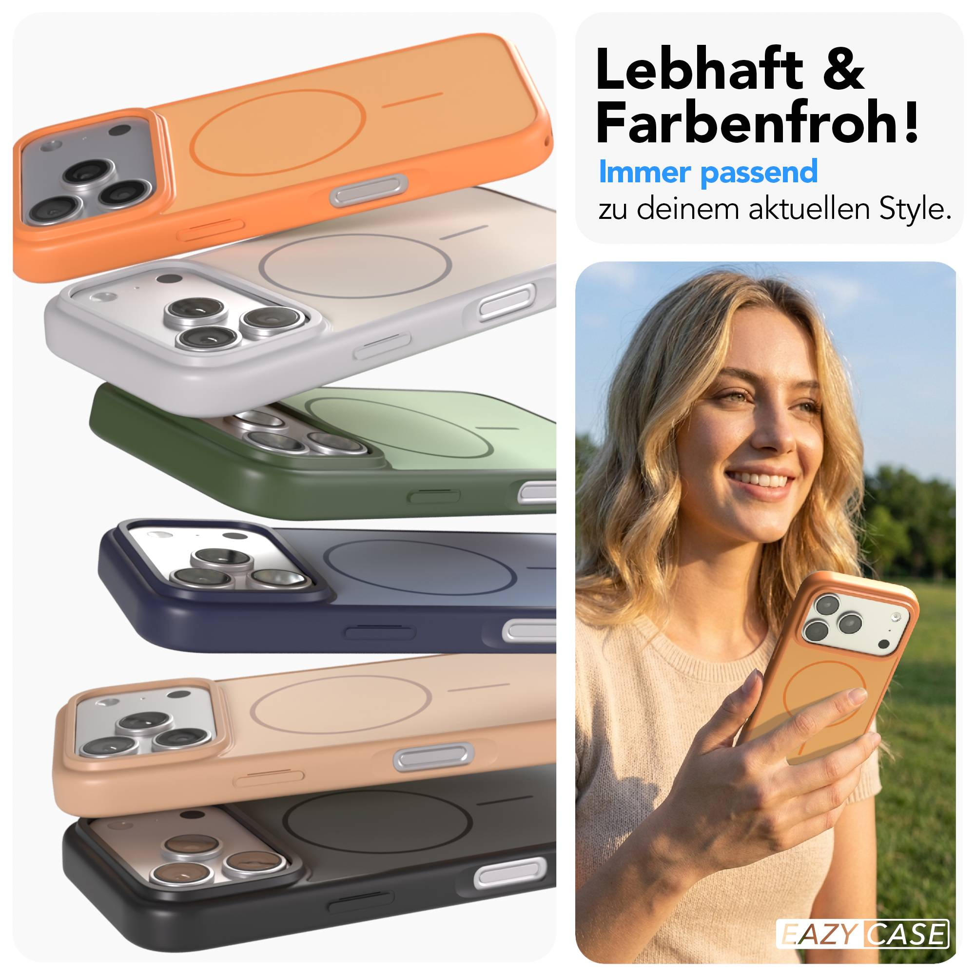 Mehrere Handyhüllen in verschiedenen Farben liegen übereinander.