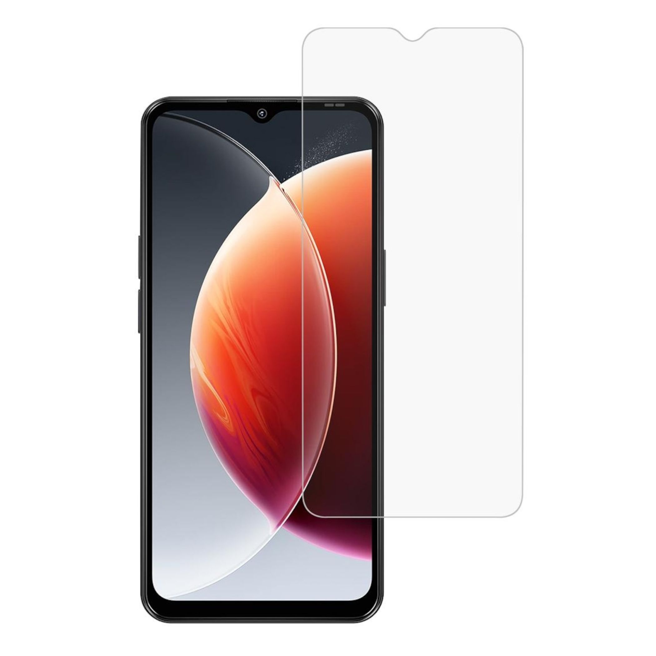 Ein Smartphone mit einem Displayschutz, der auf dem Bildschirm angebracht ist.