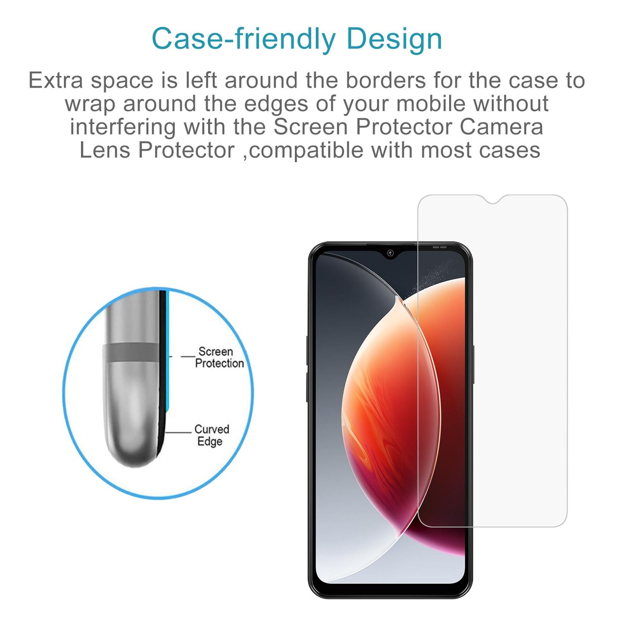 Displayschutzfolie für Handys mit abgerundeten Kanten auf einem Handy.