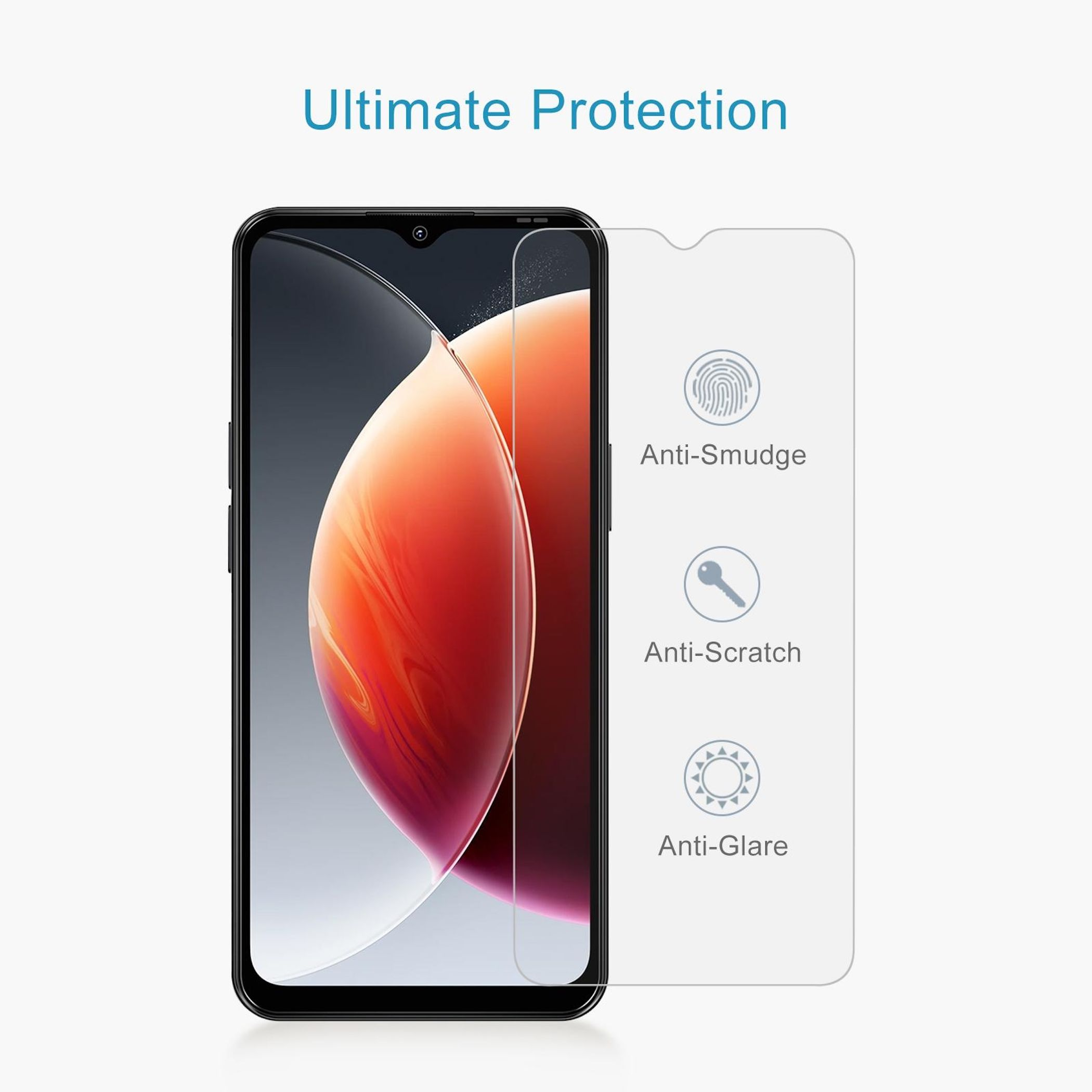 Ein Smartphone mit einem Displayschutz, der Anti-Smudge, Anti-Kratzer und Anti-Blendung bietet.