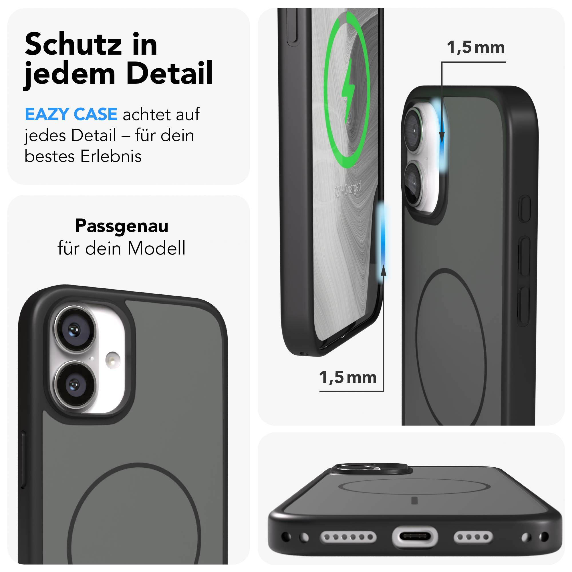 Eazy Case Hülle mit Detailaufnahmen, zeigt 1,5mm Schutz.