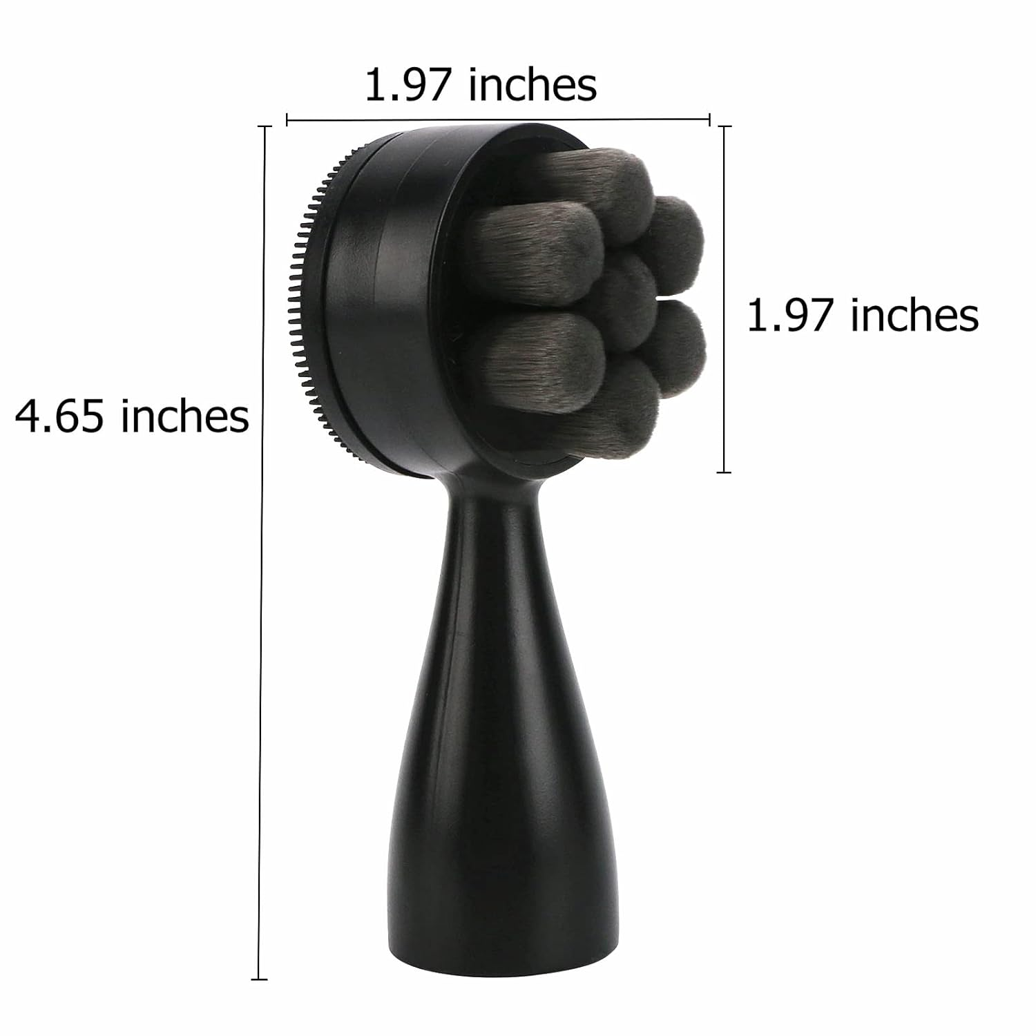 Schwarzer Gesichtsreinigungsbürstenkopf, 1,97 x 1,97 x 4,65 Zoll.