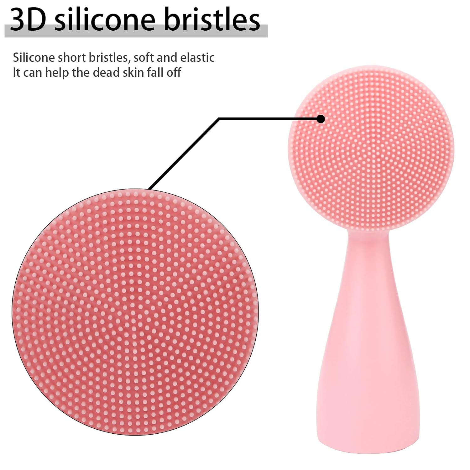 Ein rosa Silikon-Gesichtsreiniger mit kleinen Borsten, der für die Hautpflege gedacht ist.