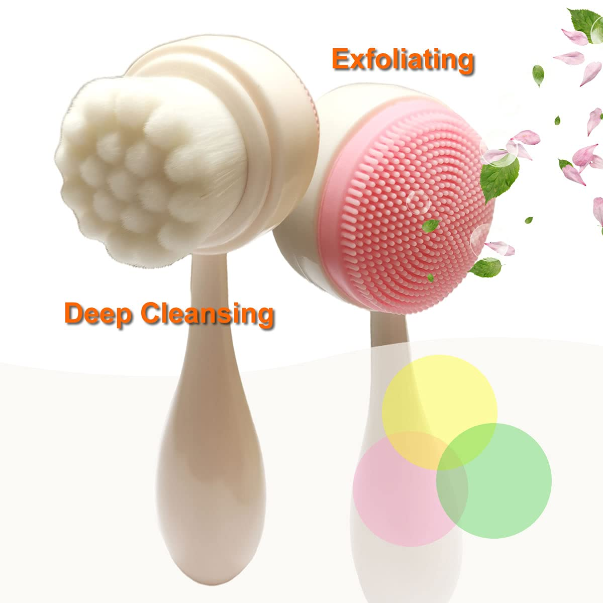 Gesichtsreinigungsbürste mit Borsten und Silikon für Tiefenreinigung und Peeling.