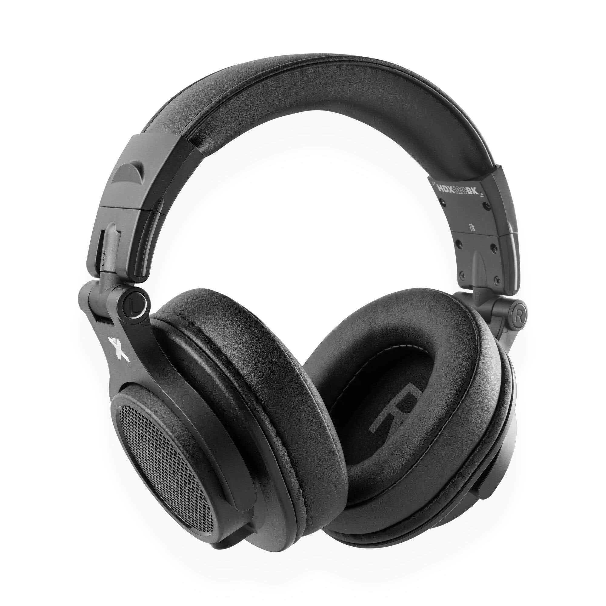 Auriculares negros circumaurales con diadema y almohadillas acolchadas.