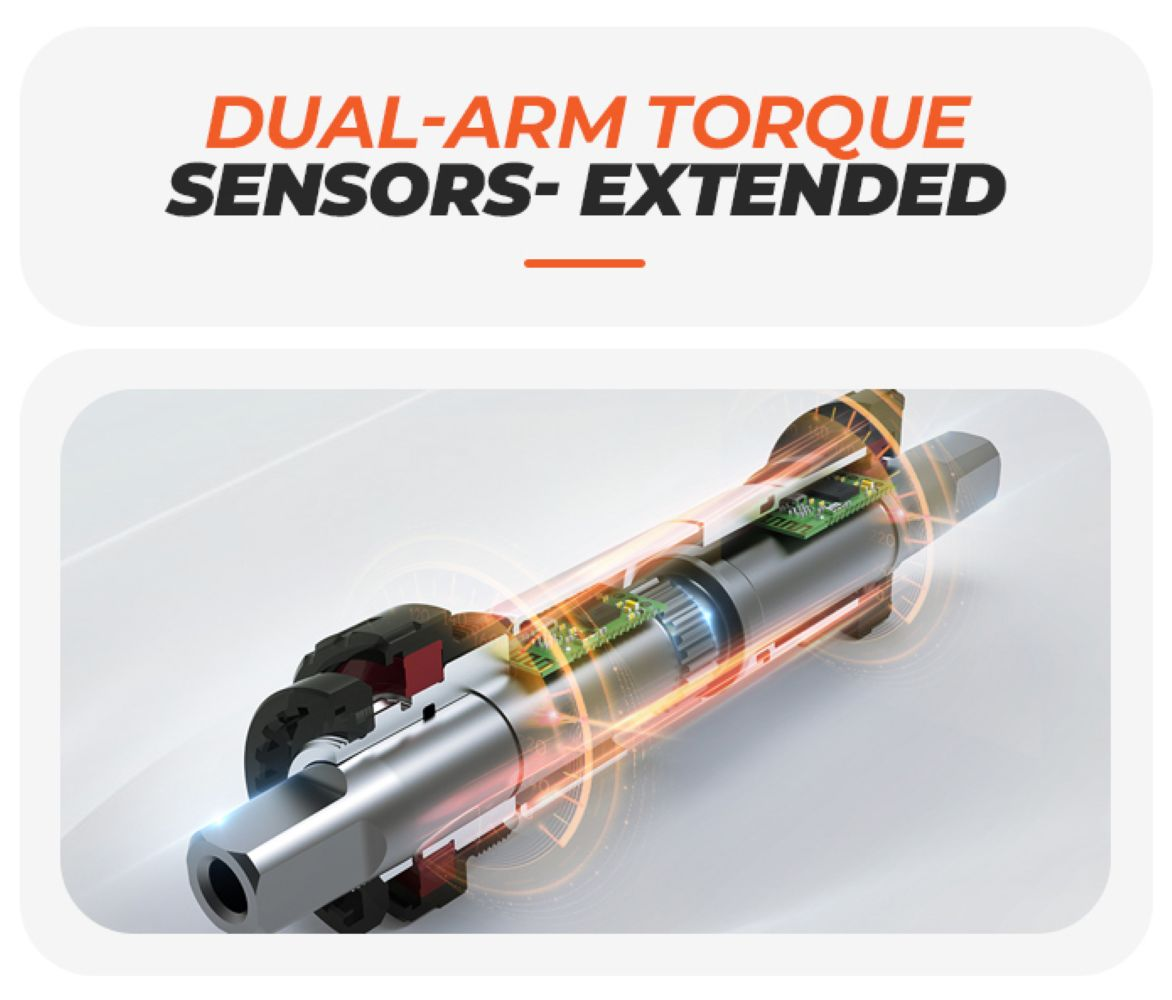 Un cilindro metálico con placas de circuito y luces, mostrando un sensor de par.